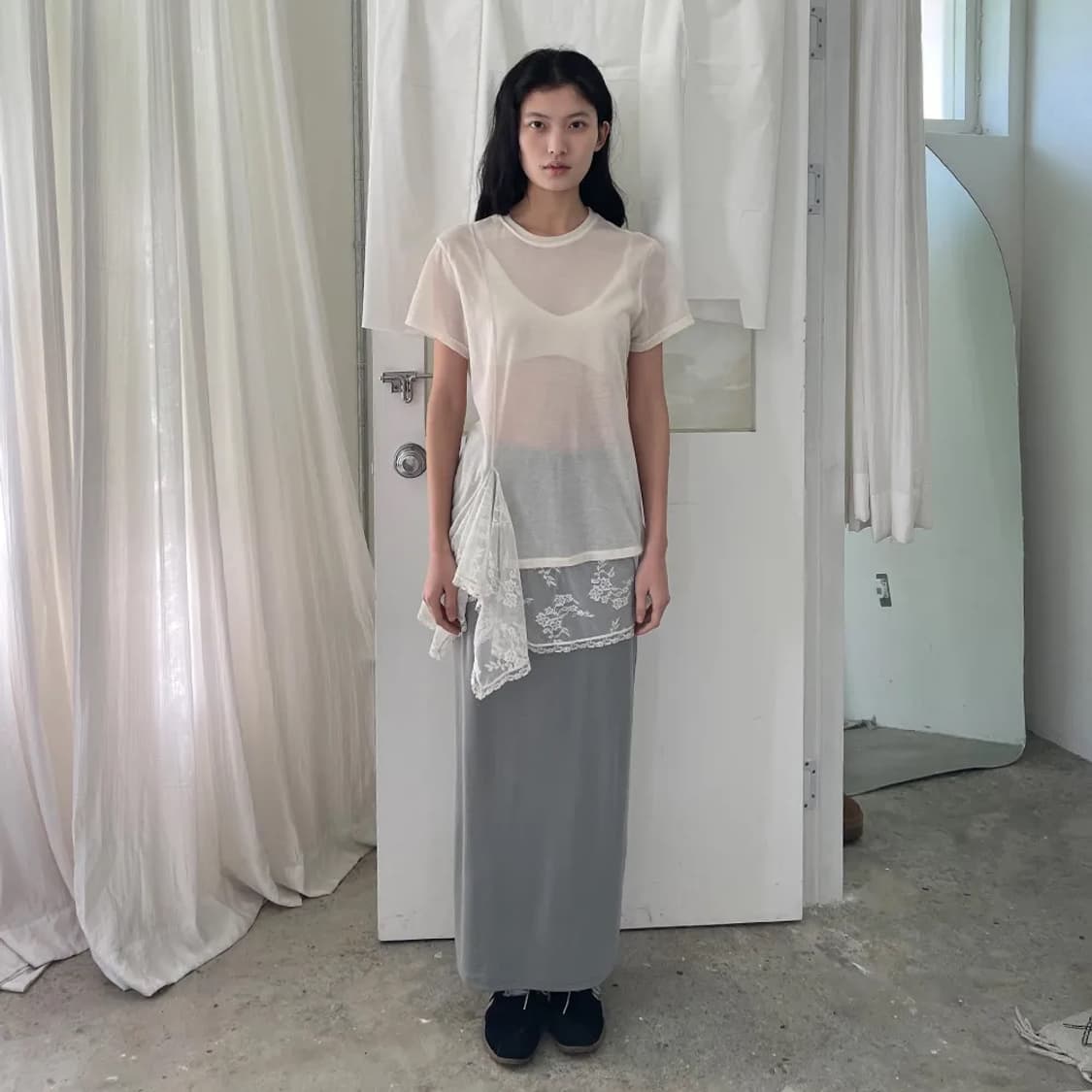 구해요!!!! / Layered lace point dress_cream 상품이미지1