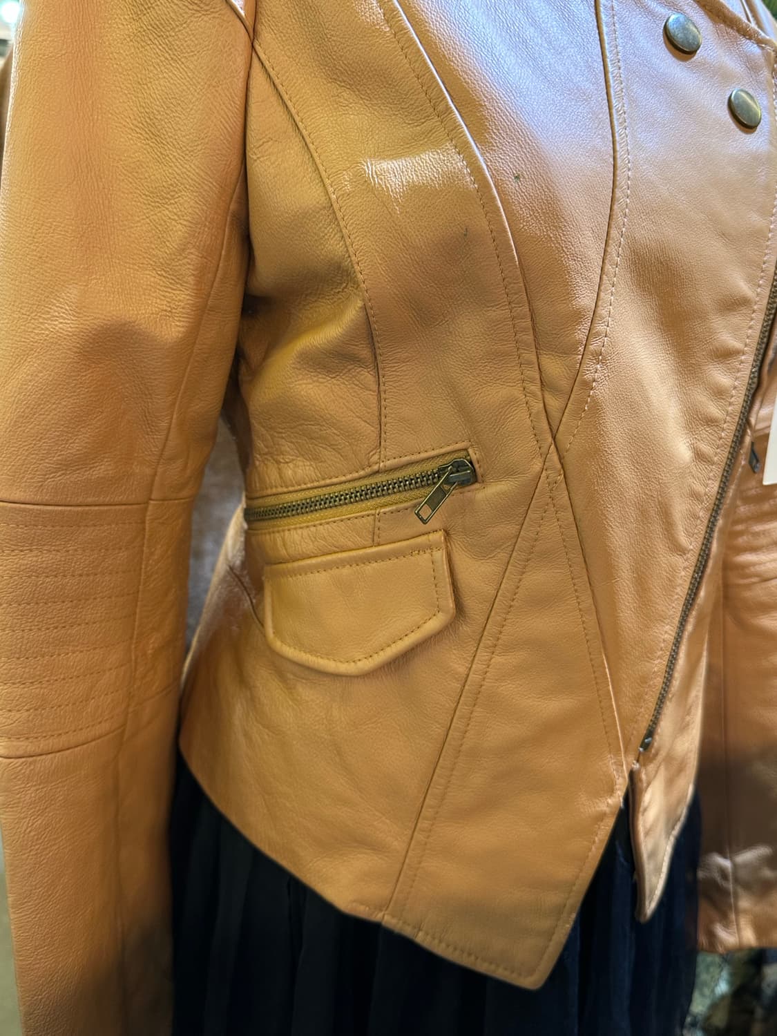 VINTAGE 브라운베이지 라이더자켓 상품이미지3