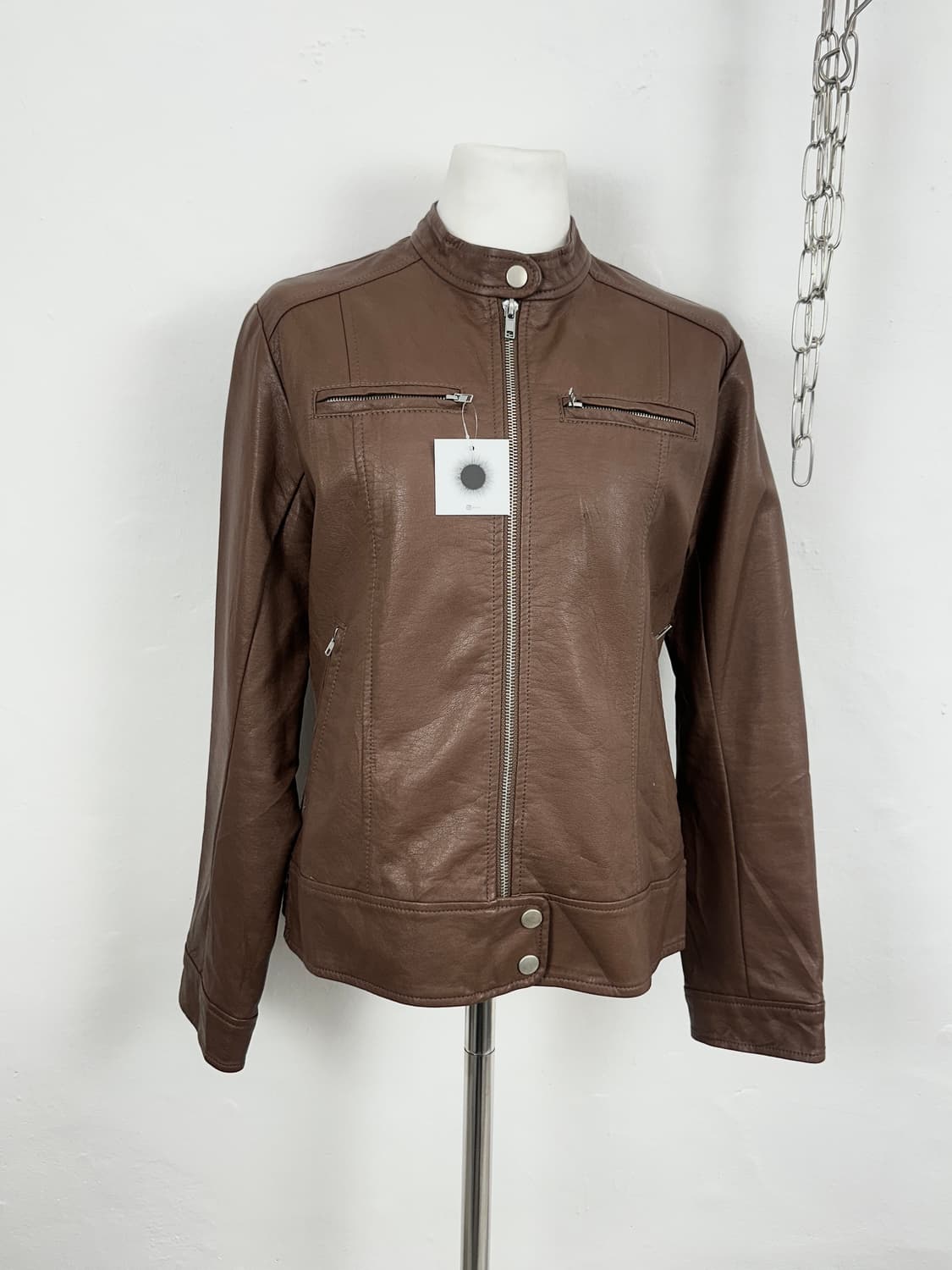 Brown Faux Leather Jacket 상품이미지1