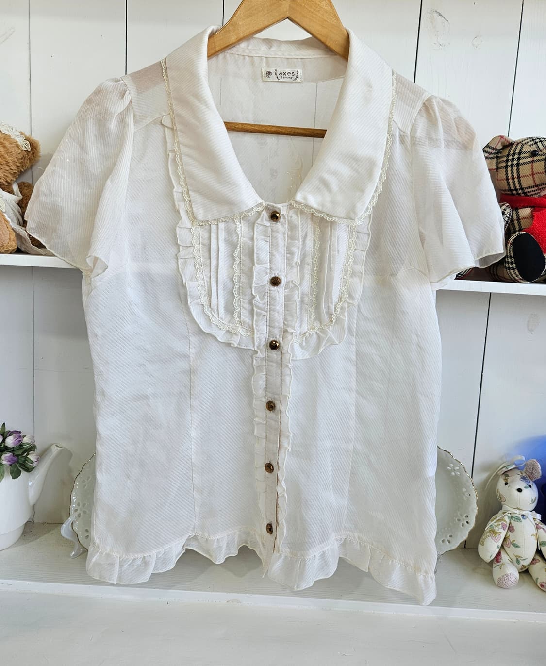 axes femme 프릴 카라 블라우스 상품이미지1