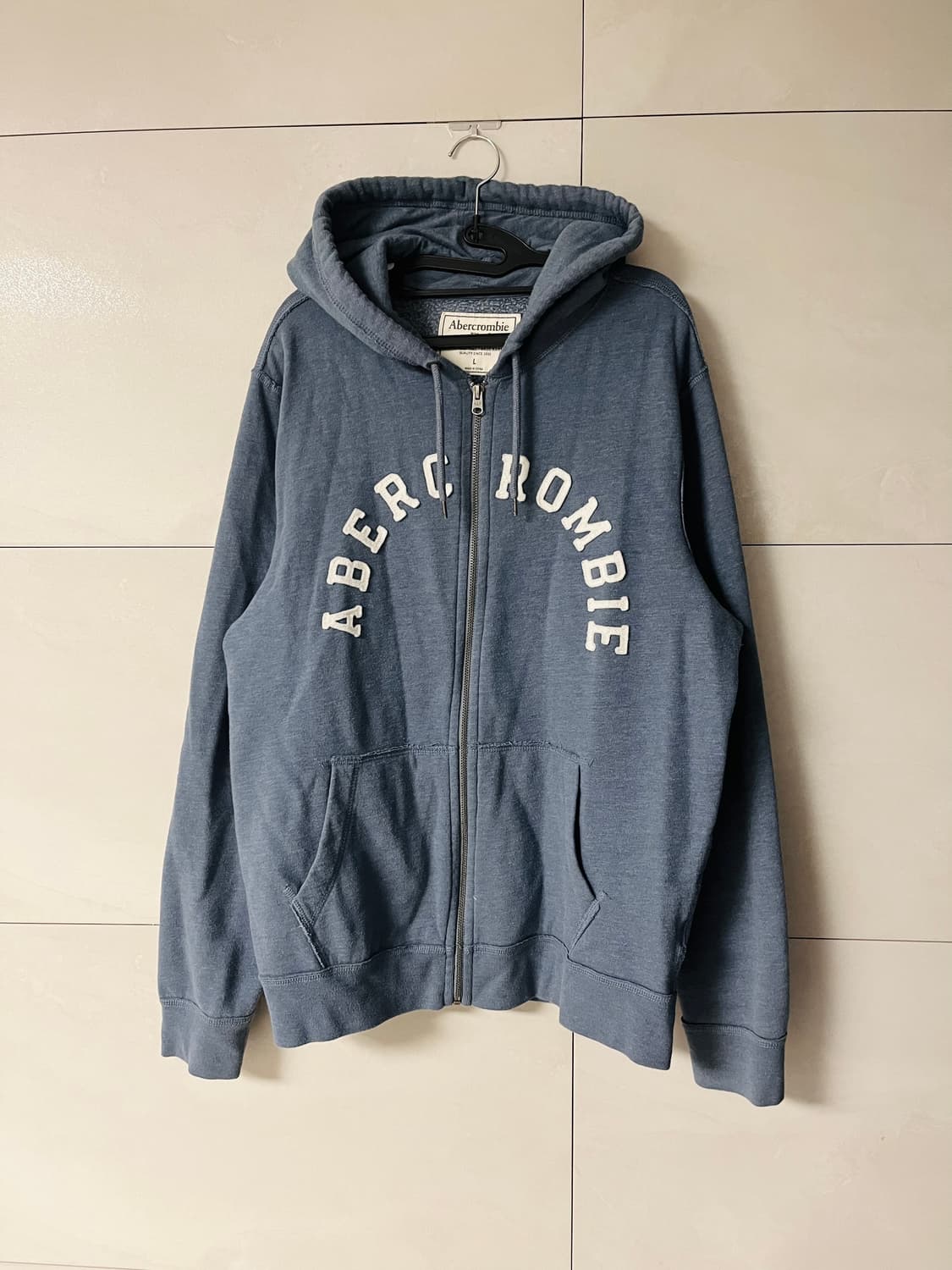 아베크롬비 스펠로고 워시드 블루 후드집업 [L] 상품이미지3