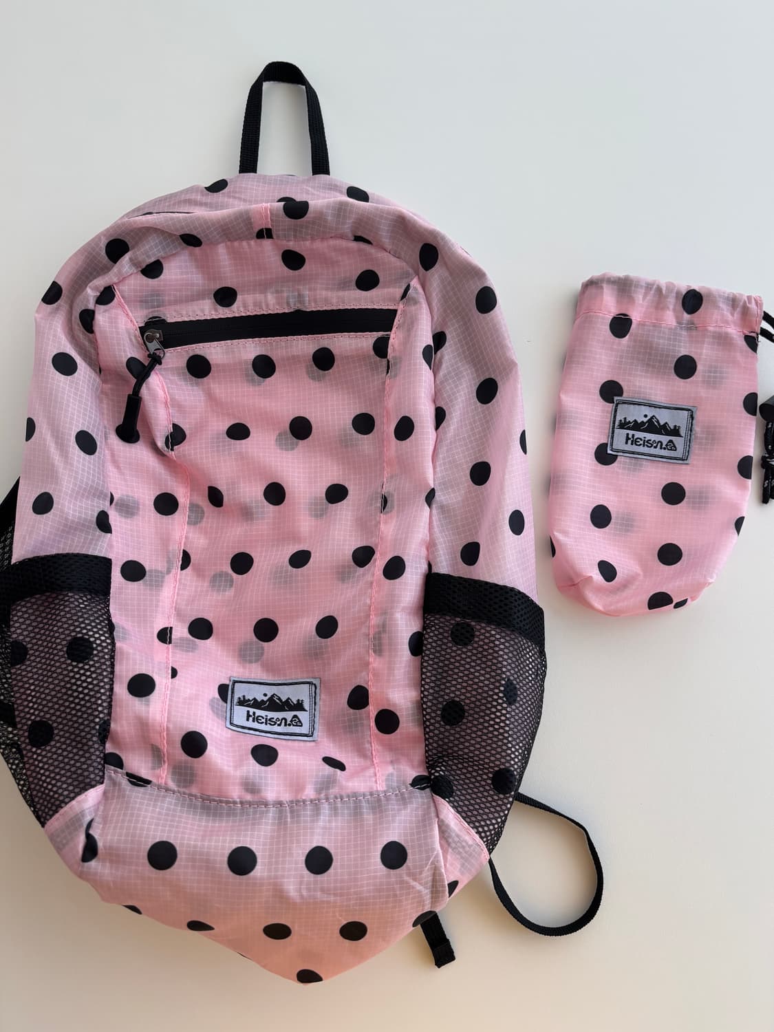 하이산 도트 백팩 초경량 컴팩트 포켓백 핑크  상품이미지2