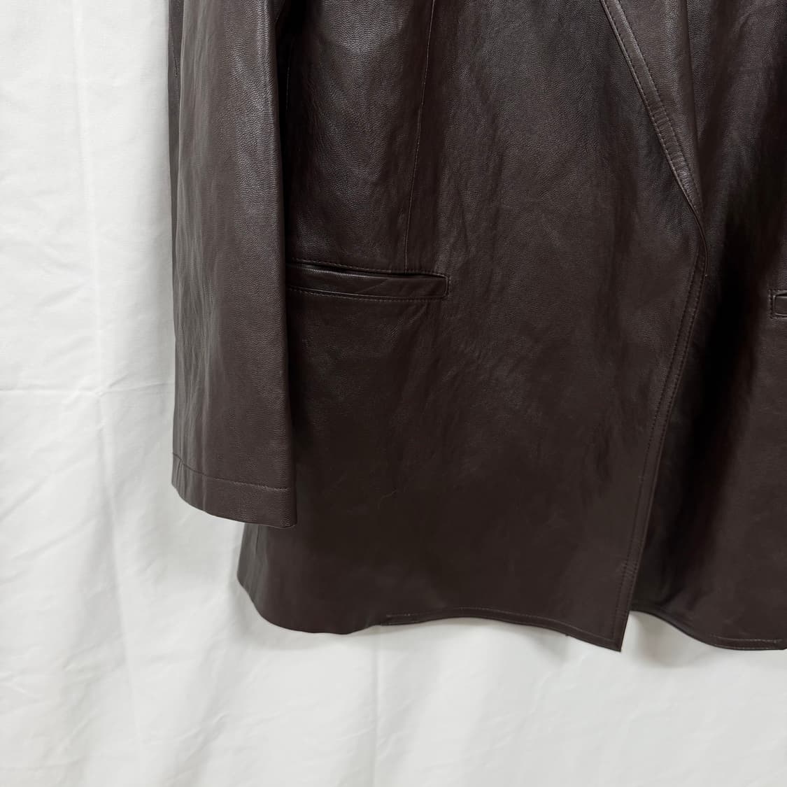 유로모피 Meterial Lap 싱글 브라운 레더 자켓 상품이미지4