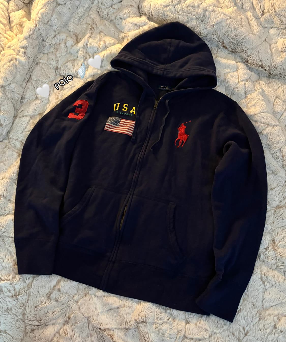 🐰폴로 랄프로렌 빅포니 성조기 USA 대장 희귀매물 코튼 후드집업🤍 상품이미지1