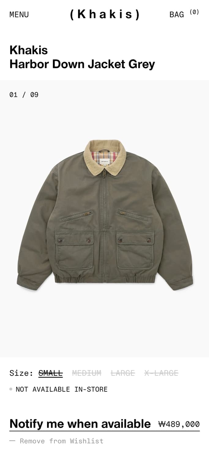 카키스 하버 다운 자켓(M, 그레이) 상품이미지1