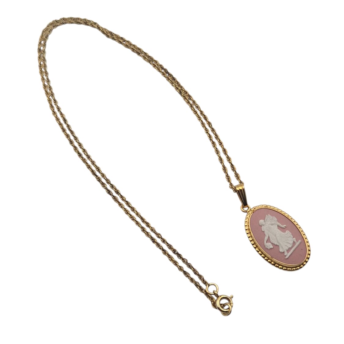 80s 영국 웨지우드 핑크 천사 카메오 목걸이 상품이미지4