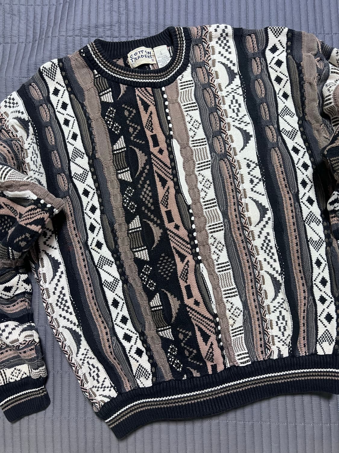 빈티지 브라운 쿠지맛 케이블 니트 상품이미지2