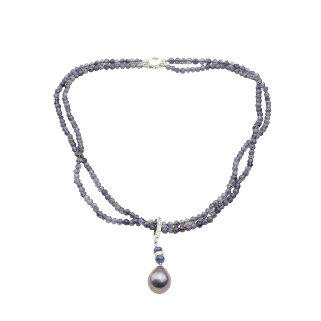 흑진주 펜던트 흑수정 비즈 목걸이 (14K 화이트골드 잠금) 상품이미지3