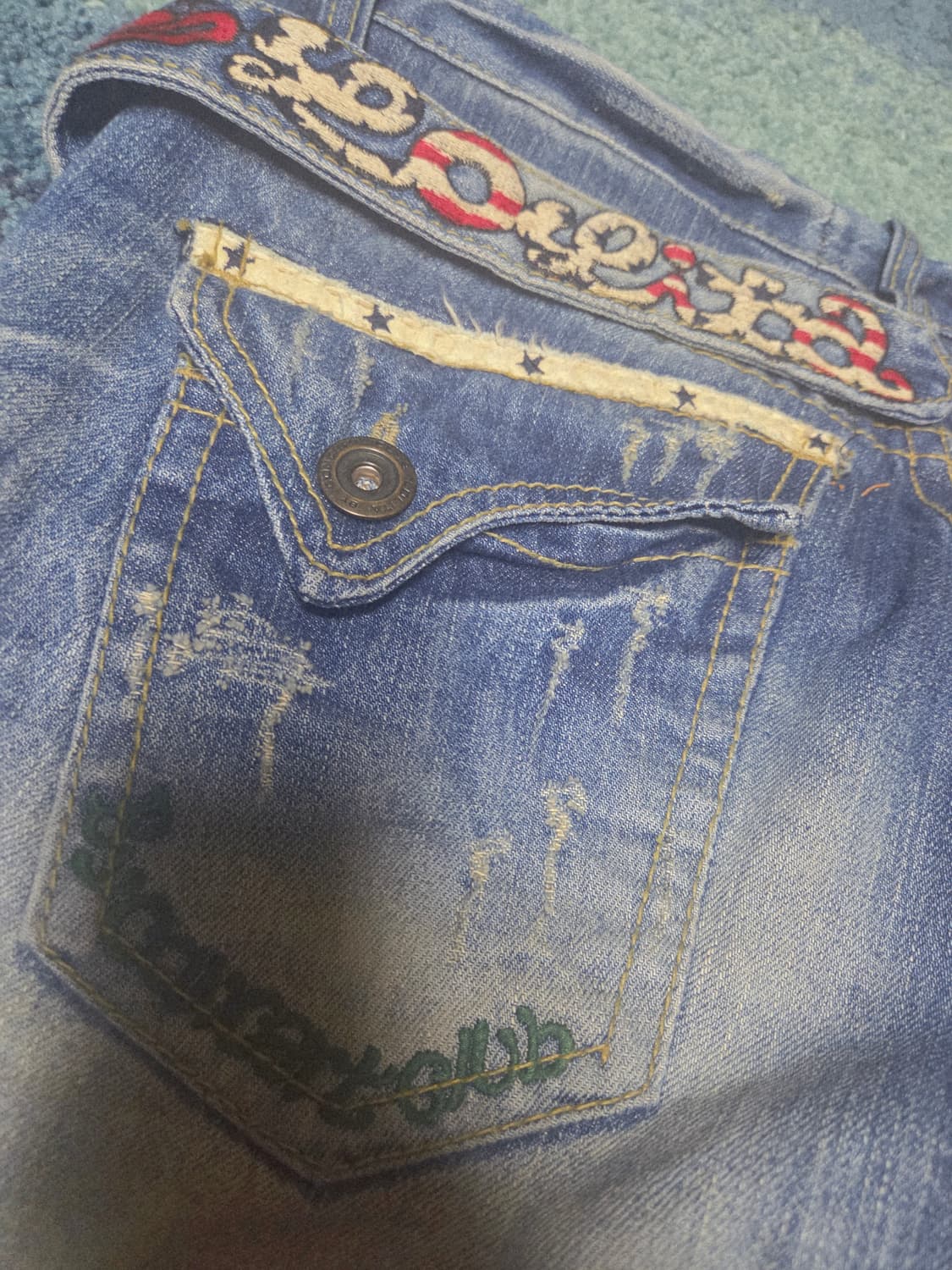 Lolitajeans ロリータジーンズ クロップドボーイズデニ워싱반바지숏자수 상품이미지9