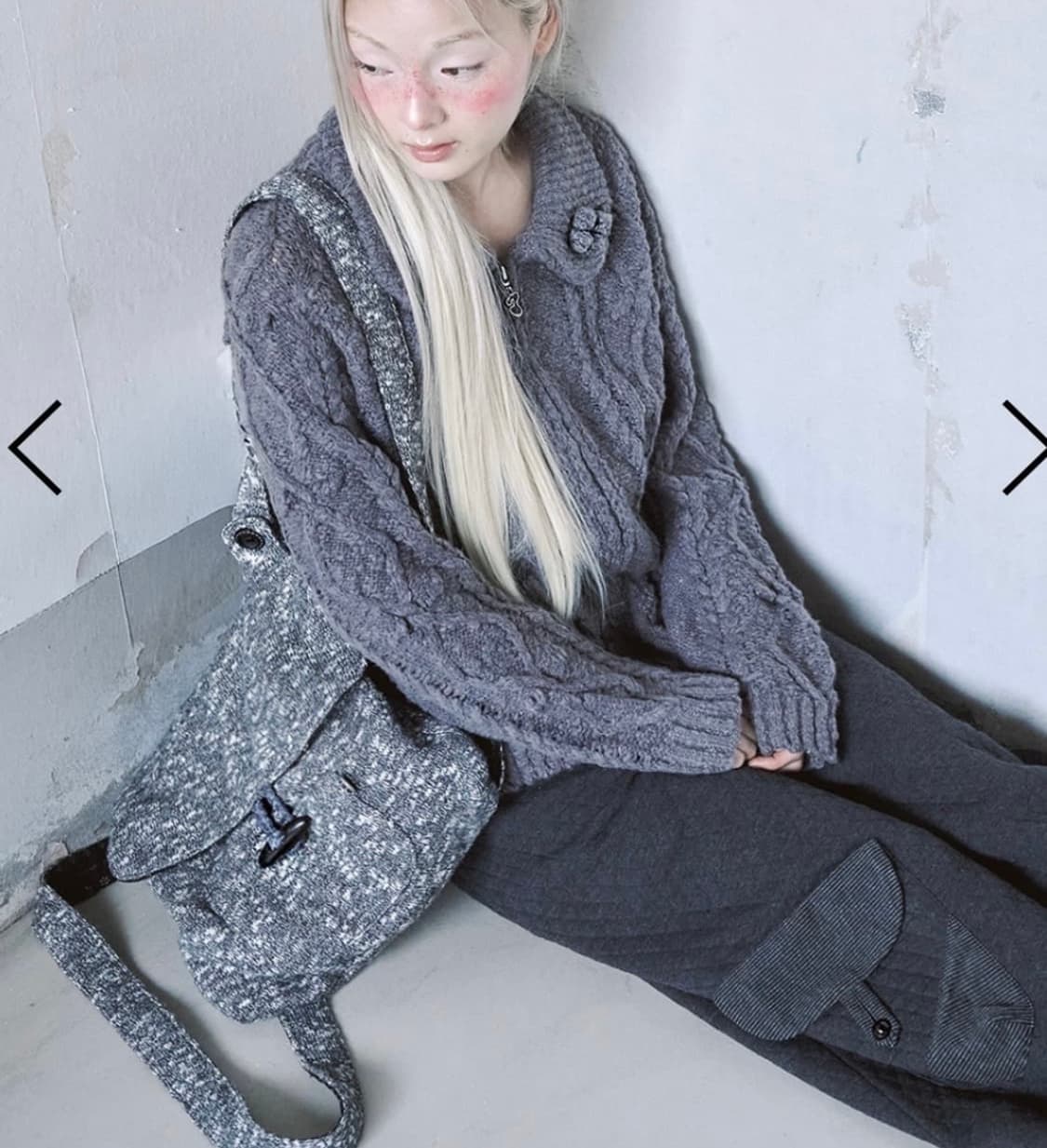 허그유어스킨 팝콘니트집업(차콜) 상품이미지2