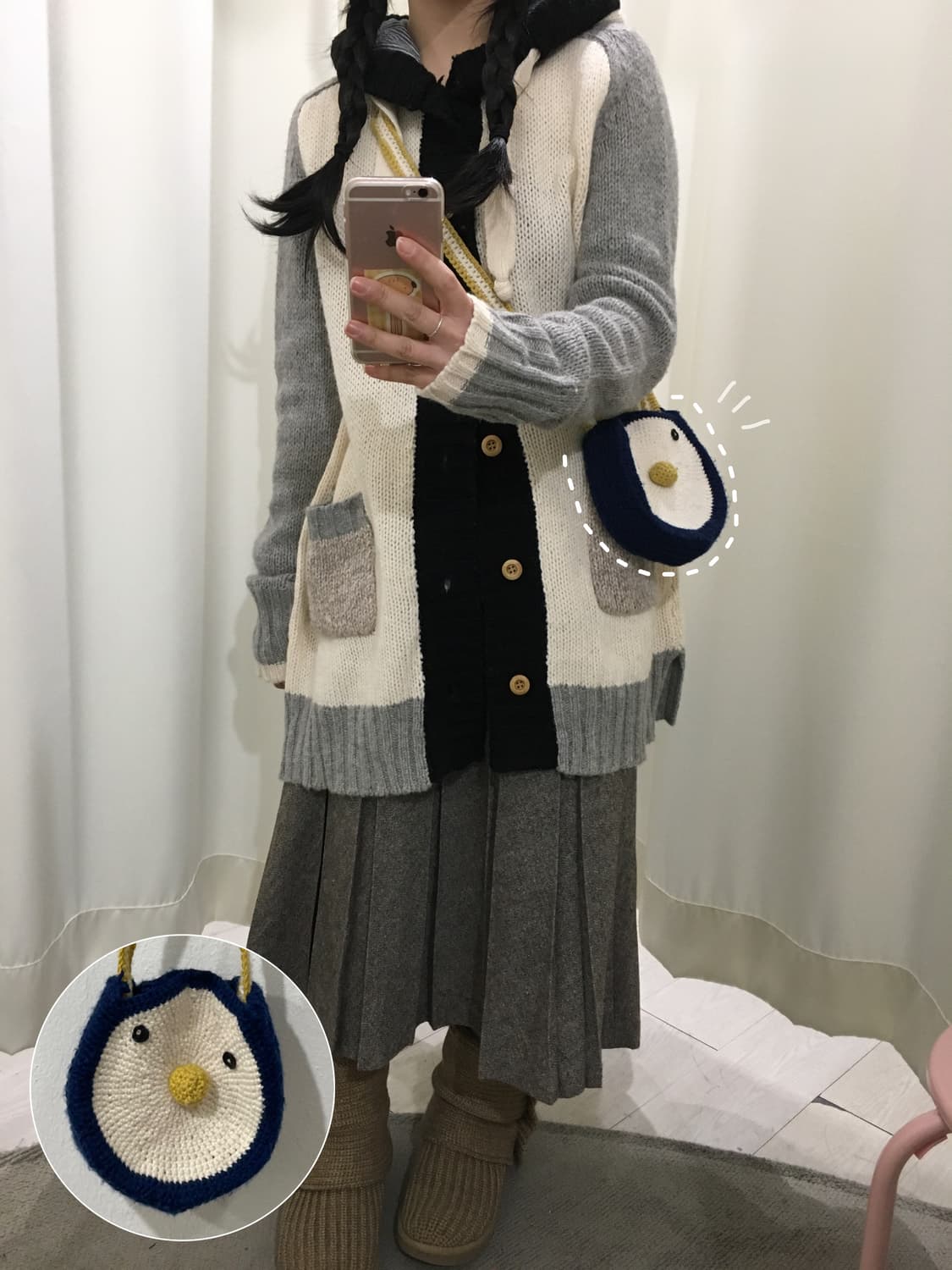 펭귄 뜨개 가방 상품이미지1