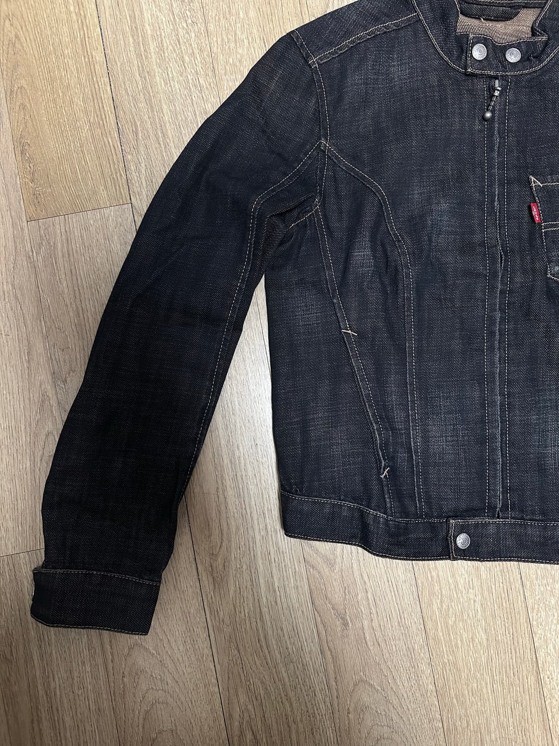 리바이스 00s 걸스핏 흑청 크롭 라이더 자켓 55 상품이미지2