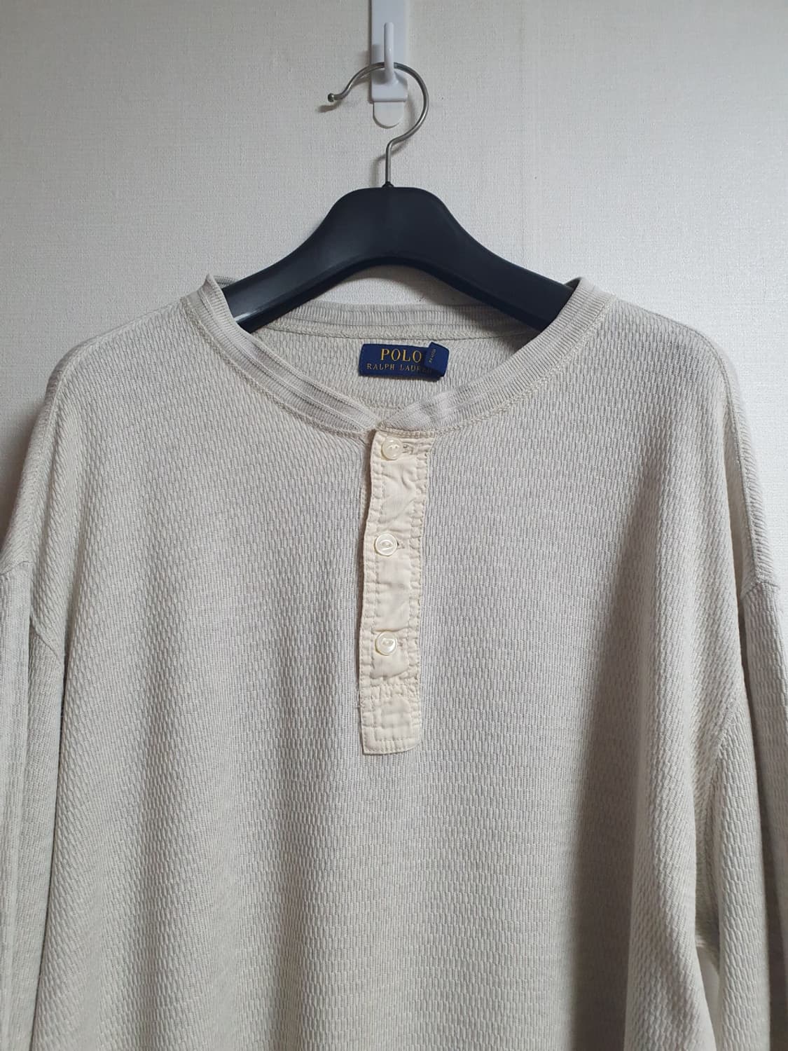 폴로 랄프로렌 와플 헨리넥 롱슬리브 니트 라이트베이지 XL 오버핏 상품이미지1