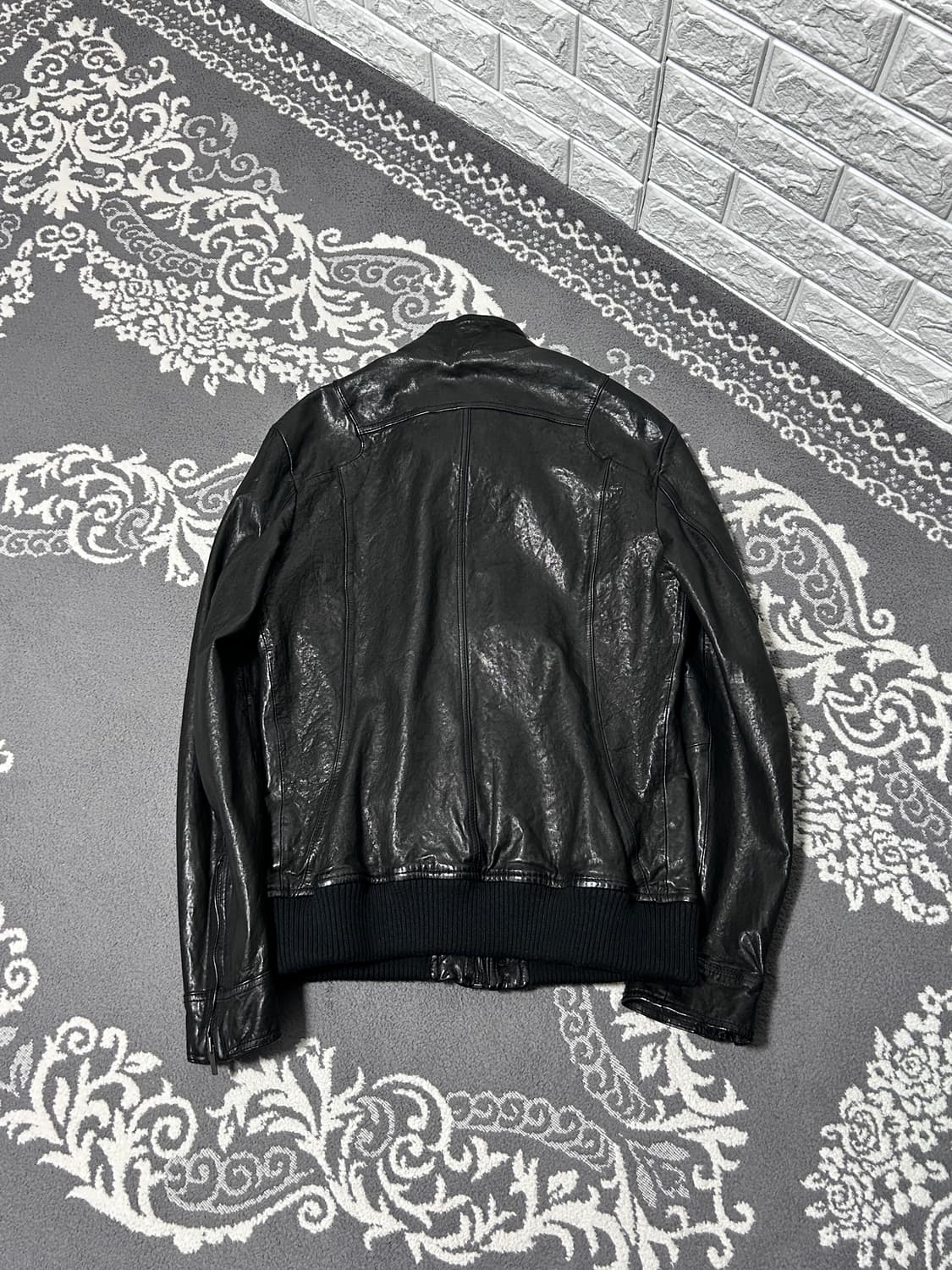 Tate 아티잔 무드  더블 넥 레더 자켓 상품이미지9