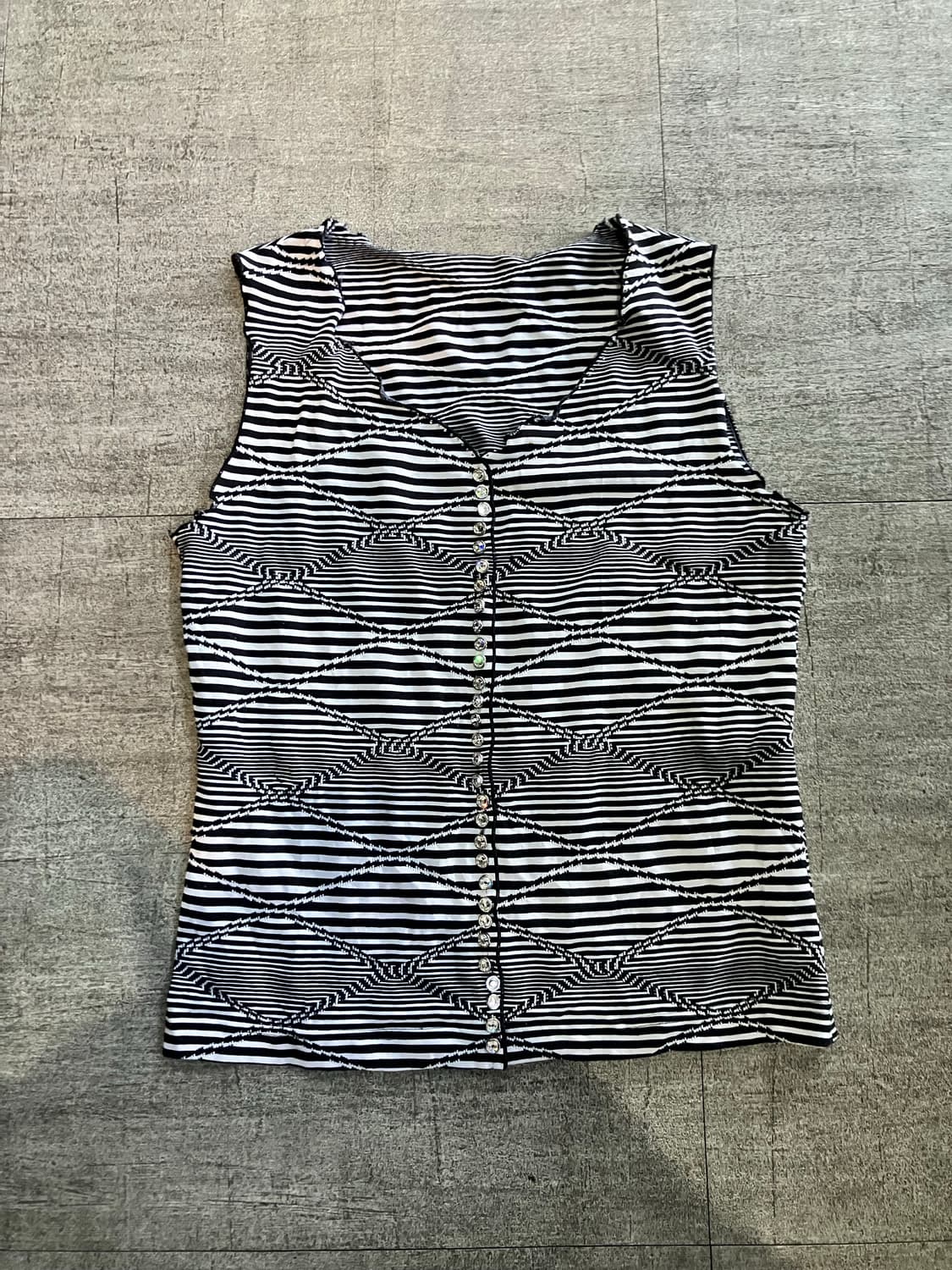 일본빈티지 핀터깔y2k 보헤미안락펑크 슬리브리스 나시탑 상품이미지1