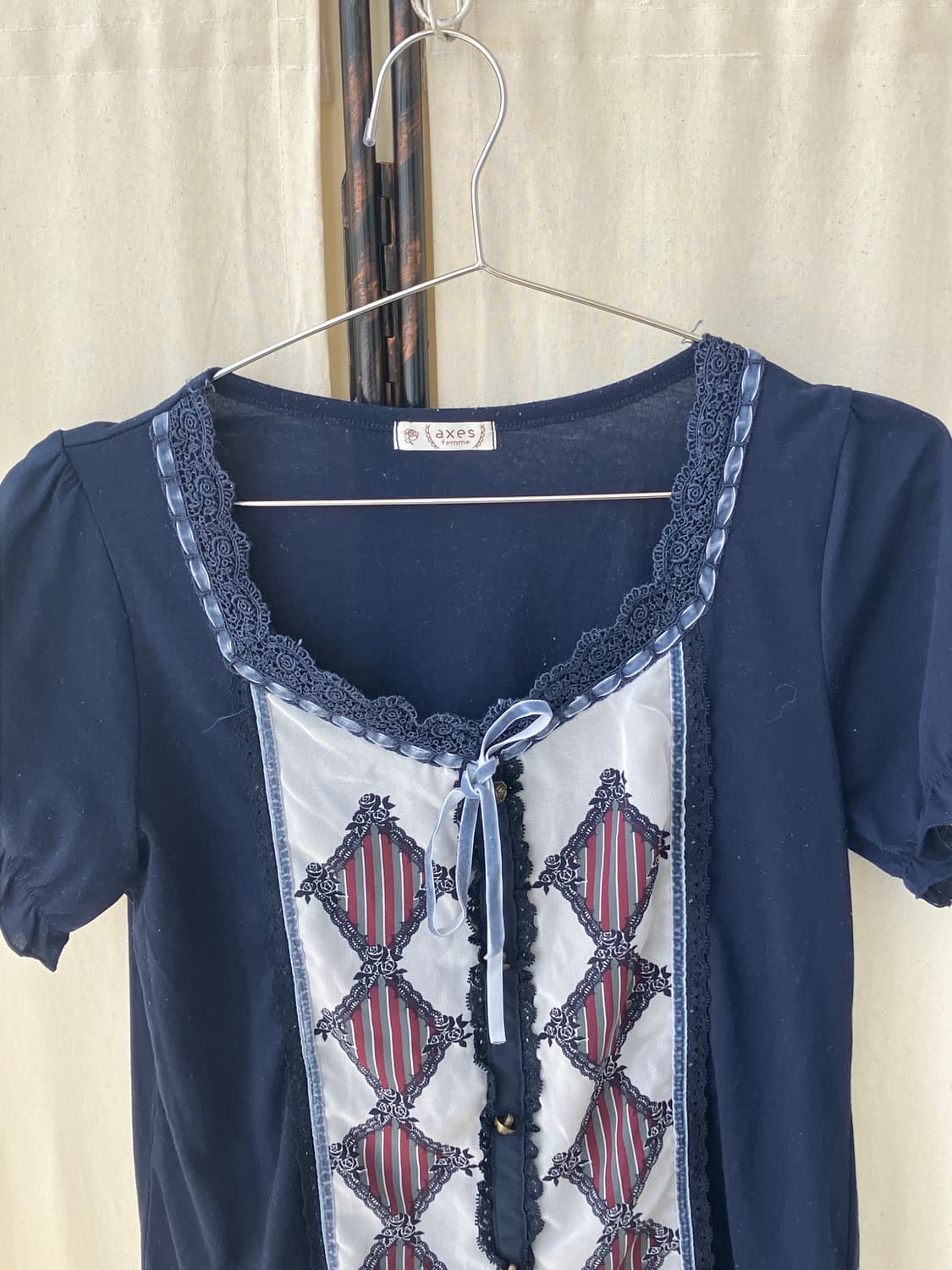 Axes Femme velvet lace line blouse 상품이미지7