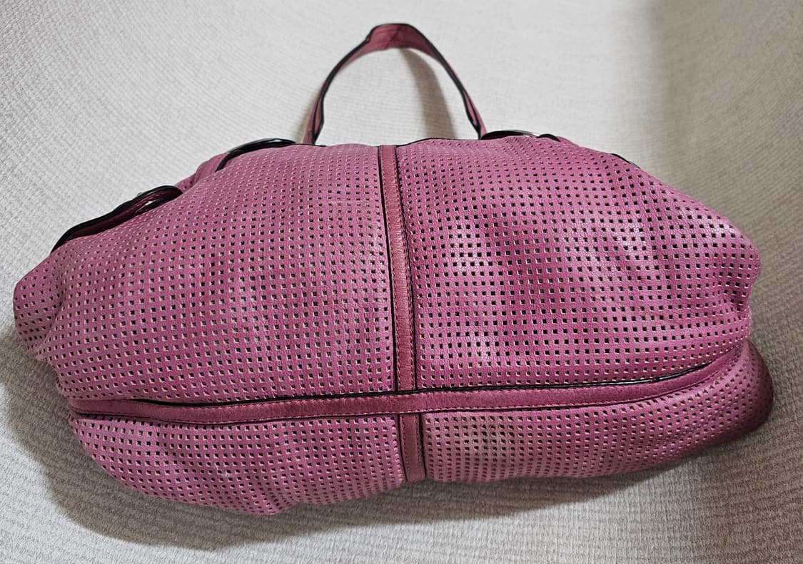 비마코스티  부드러운 천연소가죽 진달래색 숄더백 39센티 상품이미지7