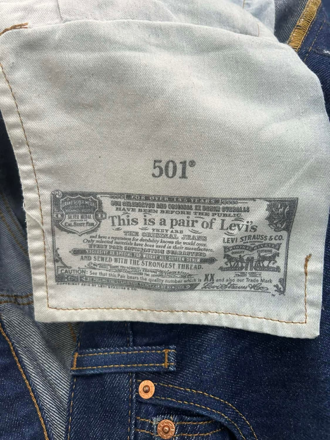 [34x32] 리바이스 501 스트레이트 인디고 생지 데님 팬츠 상품이미지5