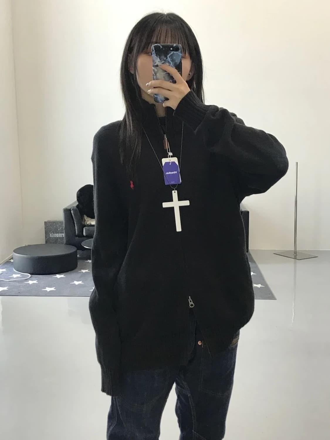 폴로 랄프로렌 블랙 니트집업 상품이미지2