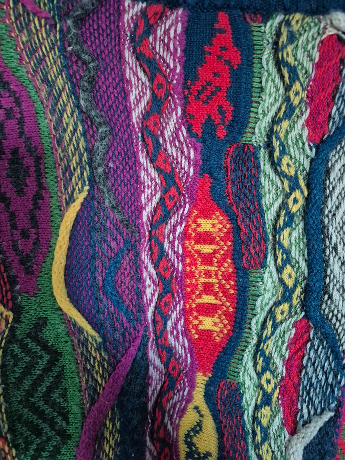 쿠지 맛 빈티지 케이블 3D 니트 패턴 스웨터 에스닉 히피 상품이미지3