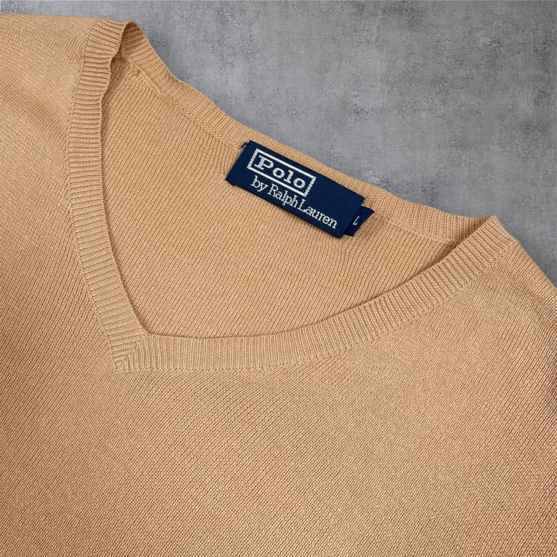 폴로 랄프로렌 베이지 브이넥 코튼 니트 40(L) 상품이미지2