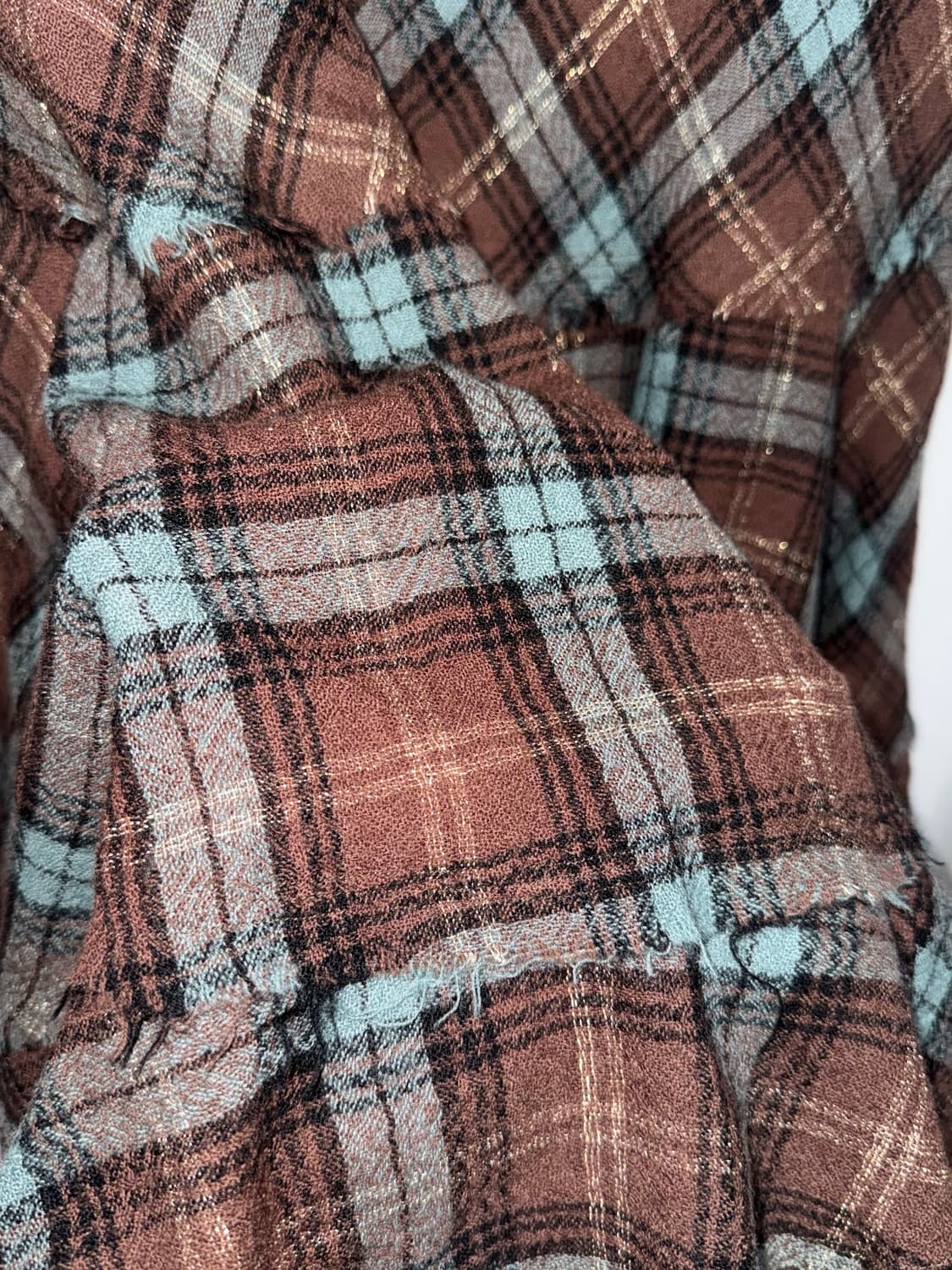 울 100 머메이드 체크 모리 롱 스커트 상품이미지3