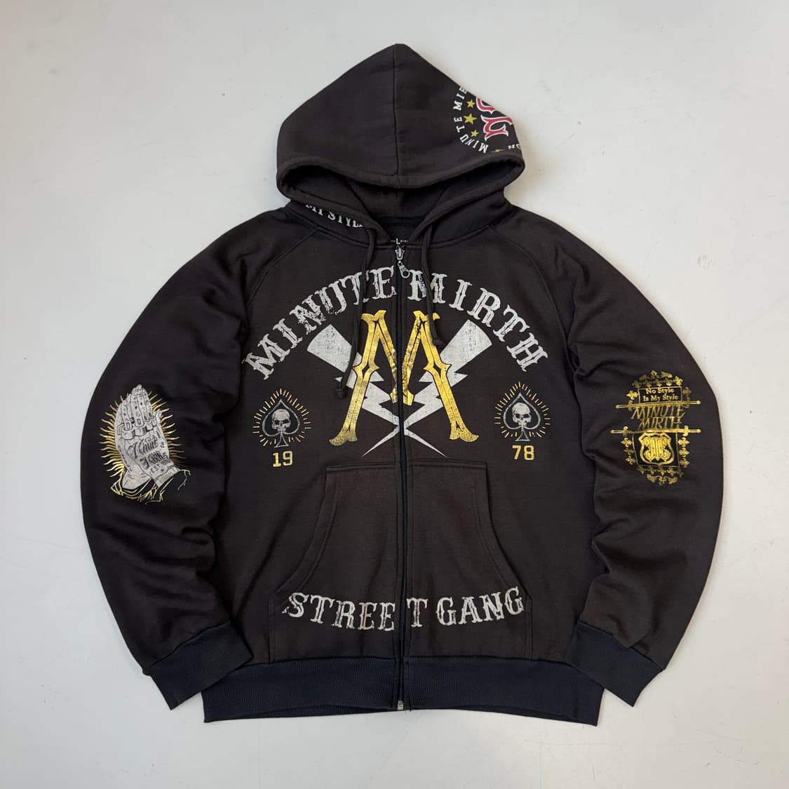 MINUTE MIRTH 스컬 해골 락 펑크 후드집업 상품이미지2