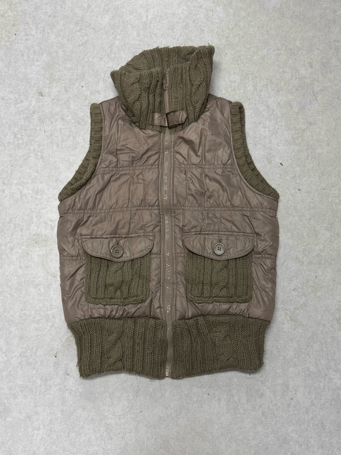 너드 꽈배기 니트 하이넥 패딩베스트 상품이미지1