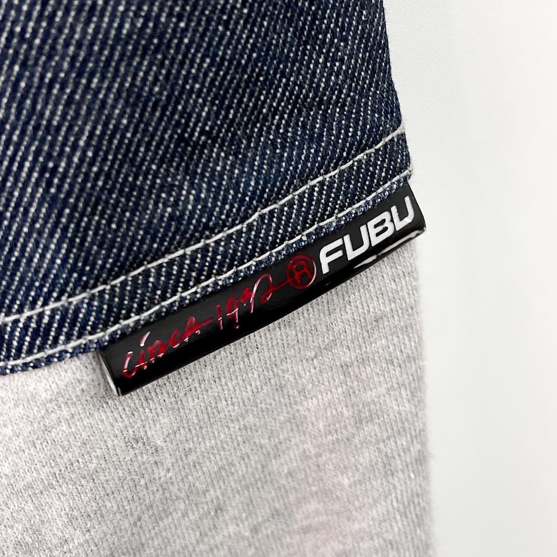 푸부 90s 데님패치 더블니 스웻 팬츠 상품이미지7
