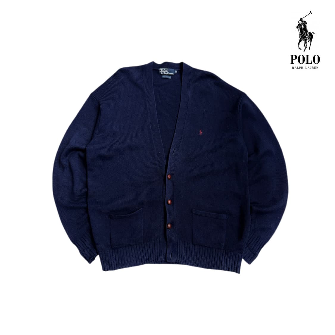 폴로 90s 포니 엘보우 레더 패치 니트 가디건 상품이미지1