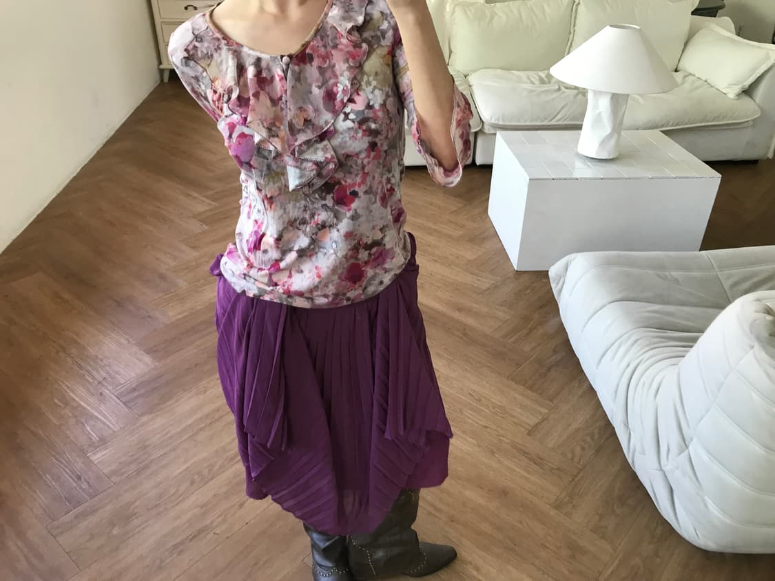 vintage purple pleats skirt 상품이미지5