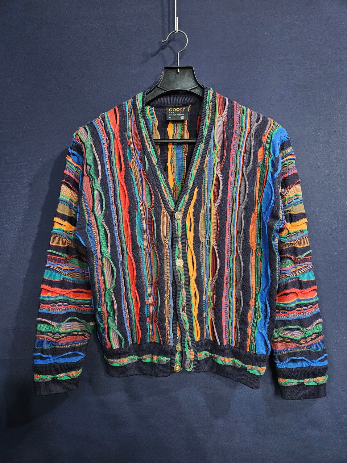 COOKI 배색 남성 세미오버핏 100 가디건  상품이미지1