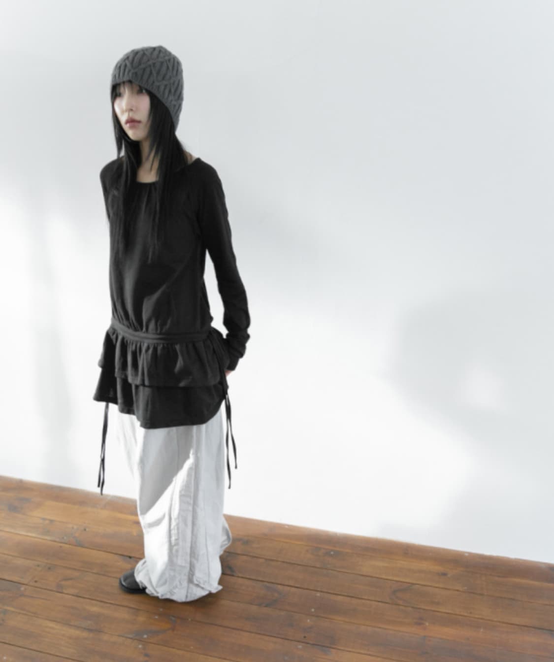 프릴 스커트 셔링 롱 탑 상품이미지5