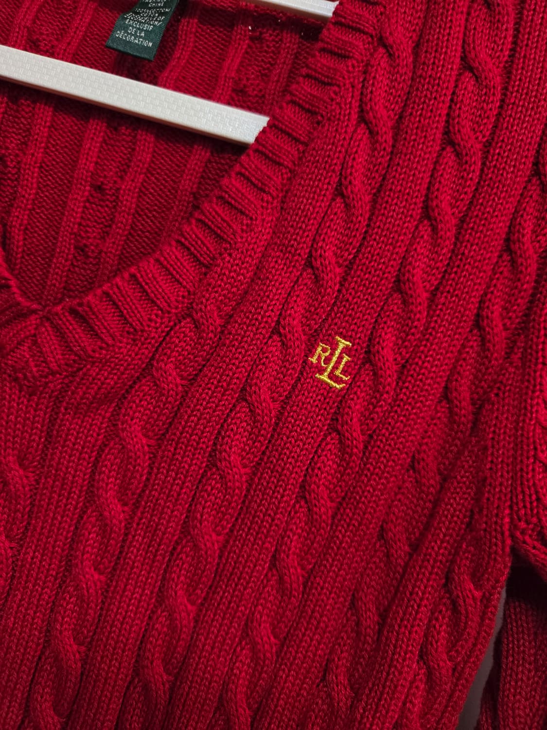 로렌 랄프로렌 정품 여성 브이넥 케이블 니트 상품이미지3