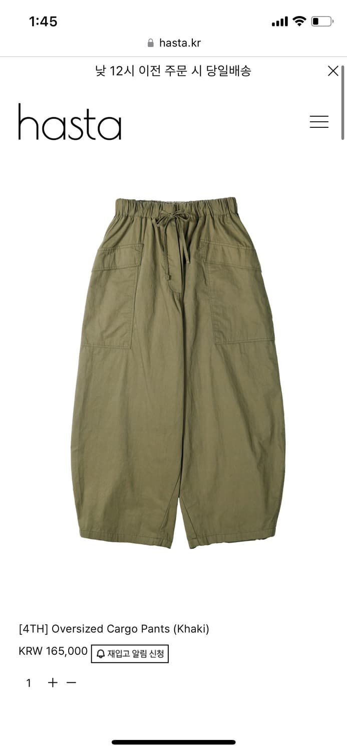 Hasta 하스타 오버사이즈 카고 팬츠 카키 상품이미지1