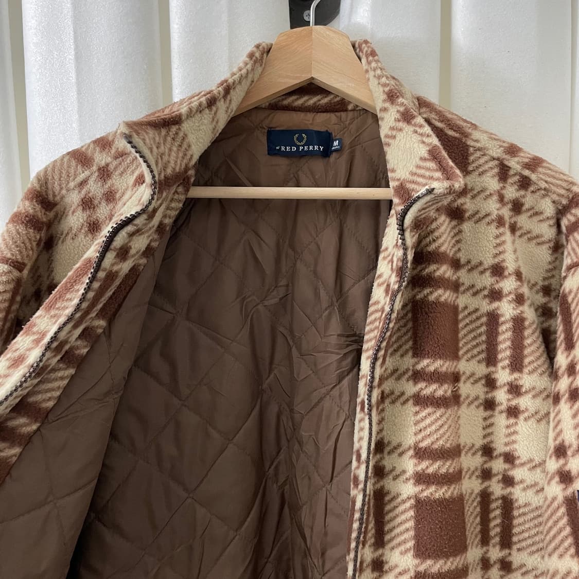 프레드페리 브라운 체크 후리스 상품이미지4