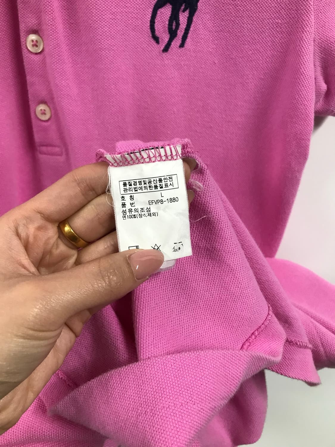 폴로 랄프로렌 빅포니 핑크 피케 반팔 카라 원피스 상품이미지4