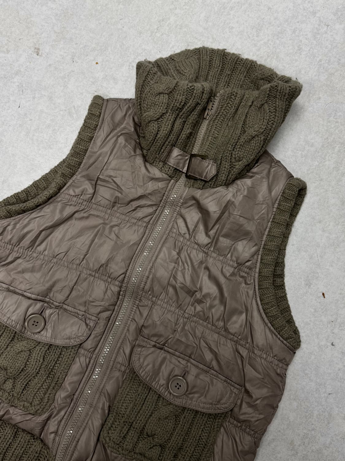 너드 꽈배기 니트 하이넥 패딩베스트 상품이미지2