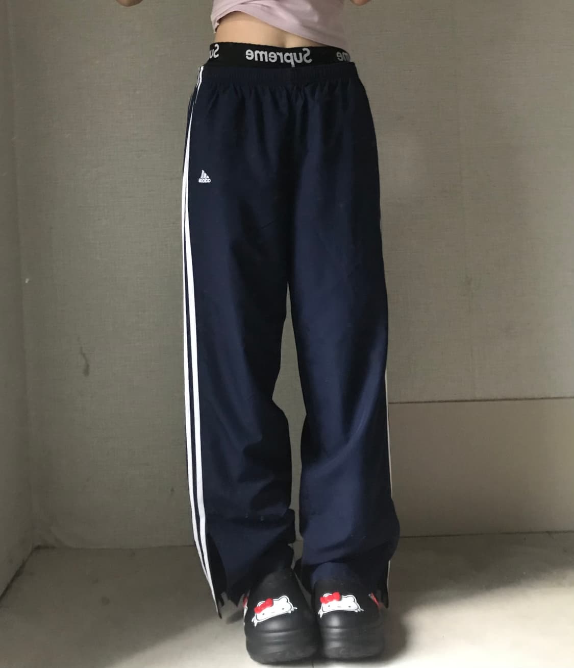 아디다스 네이비 와이드핏 트레이닝팬츠 상품이미지3
