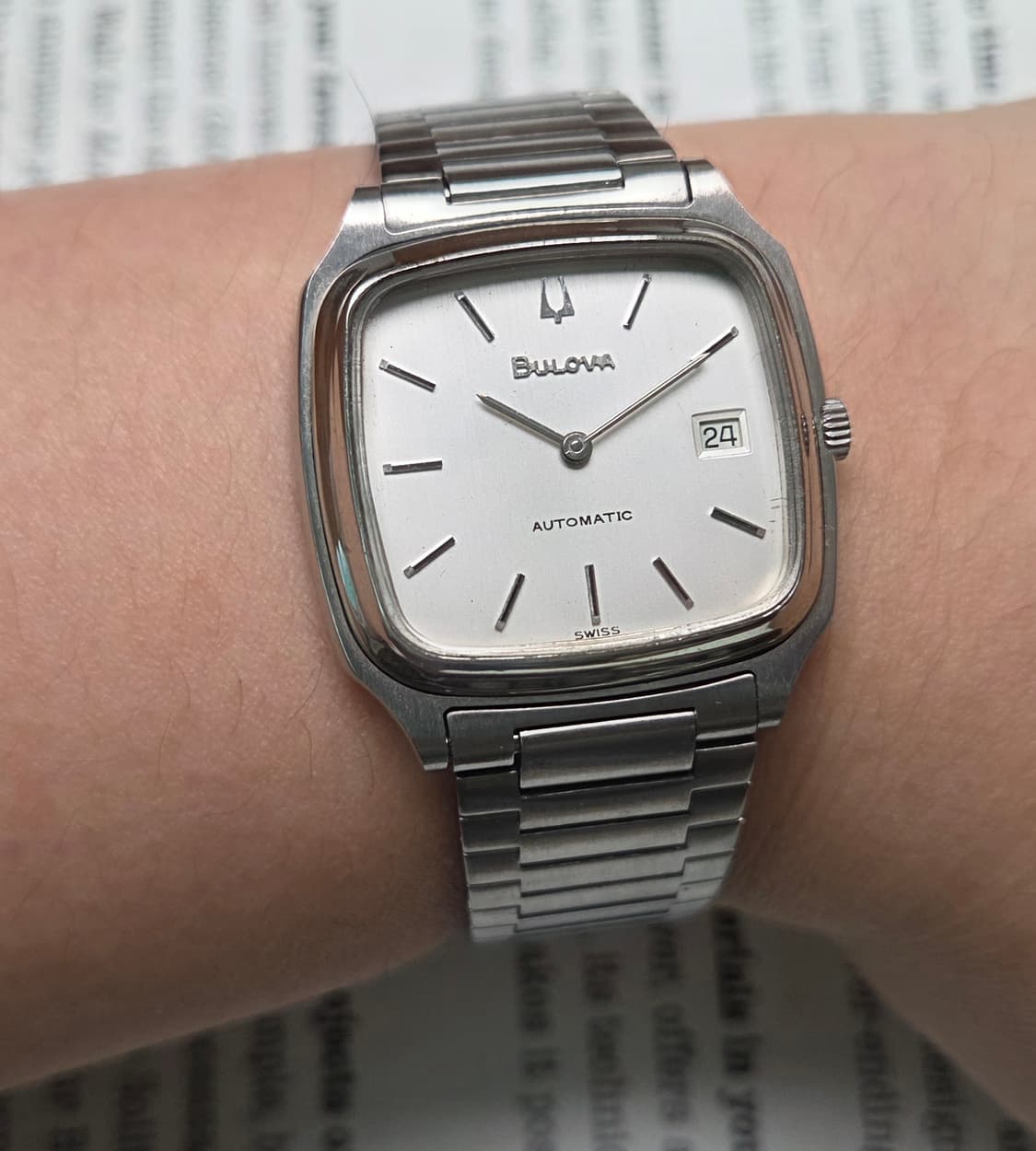 빈티지 부로바 테레비 사각탱크형 오리지널 실버판 오토 브레이슬릿 ver. 상품이미지10