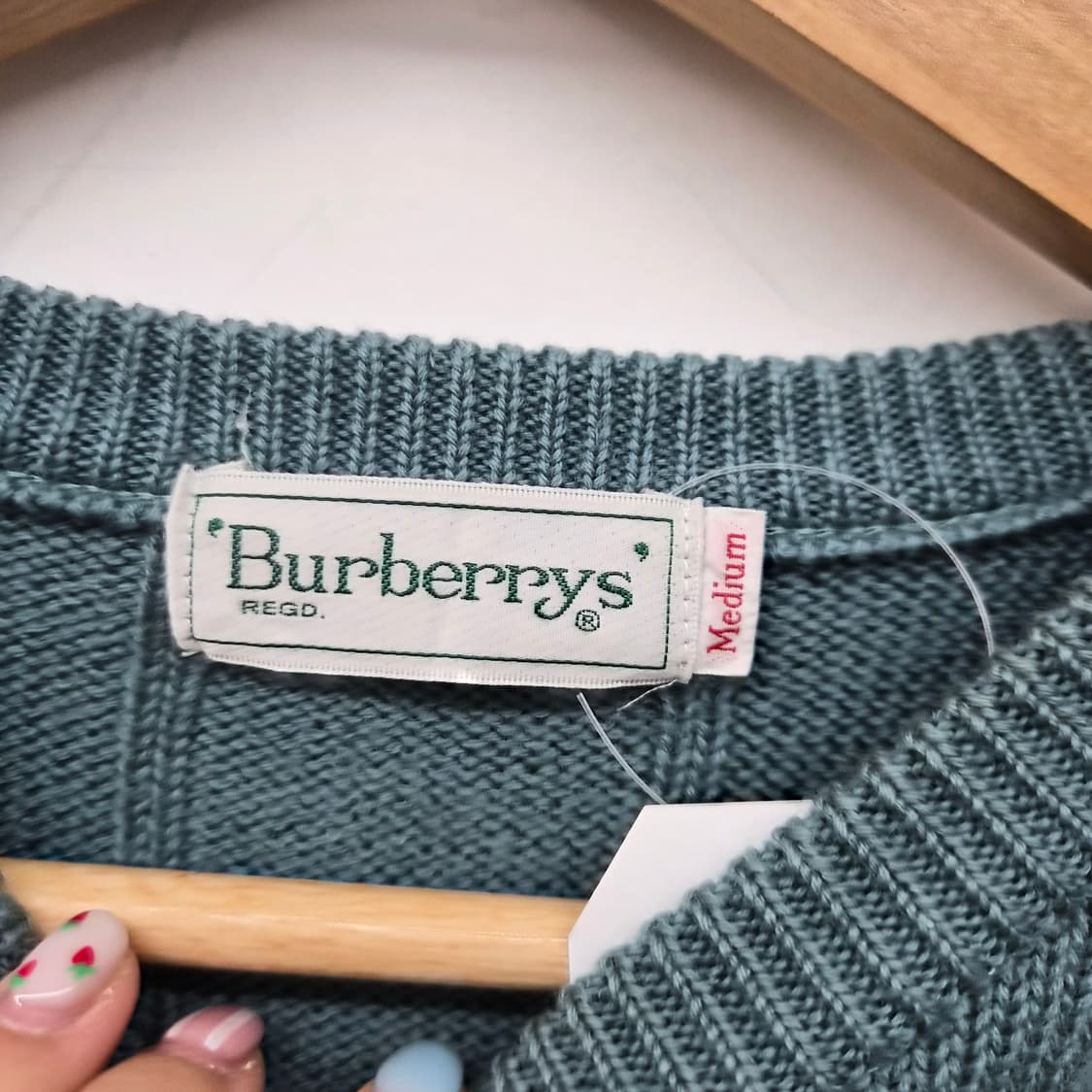 버버리 패턴 니트 스웨터 블루 남성 M 상품이미지2
