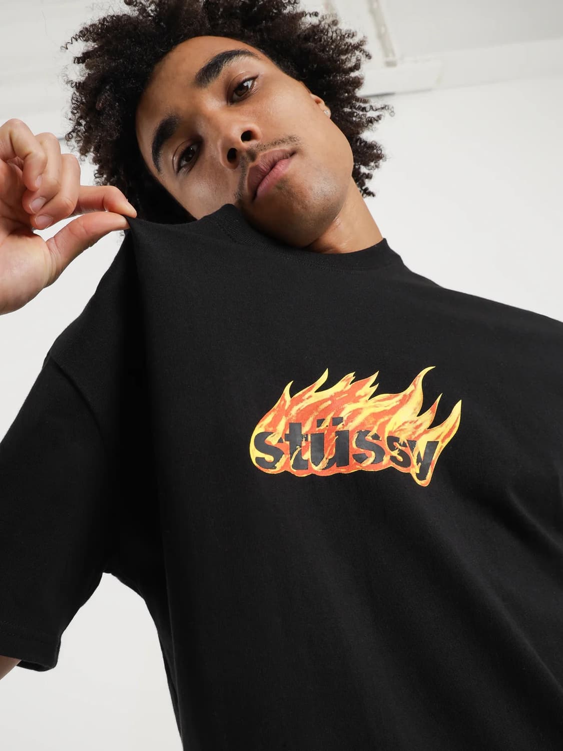stussy 스투시 플레임 티셔츠 미드나잇 L (105) 상품이미지7