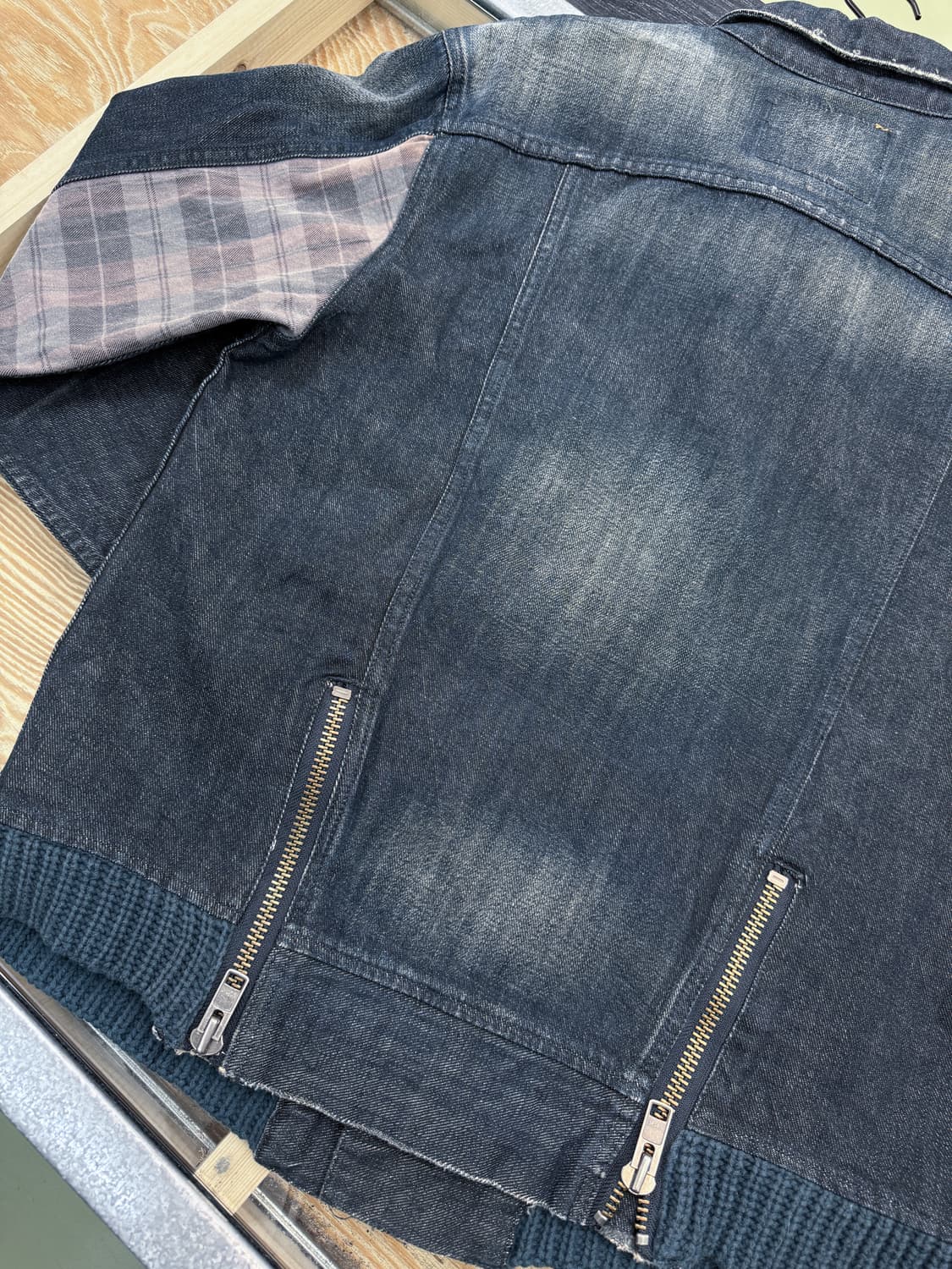 브루클린 오버올 데님 체크 도킹 자켓 상품이미지7