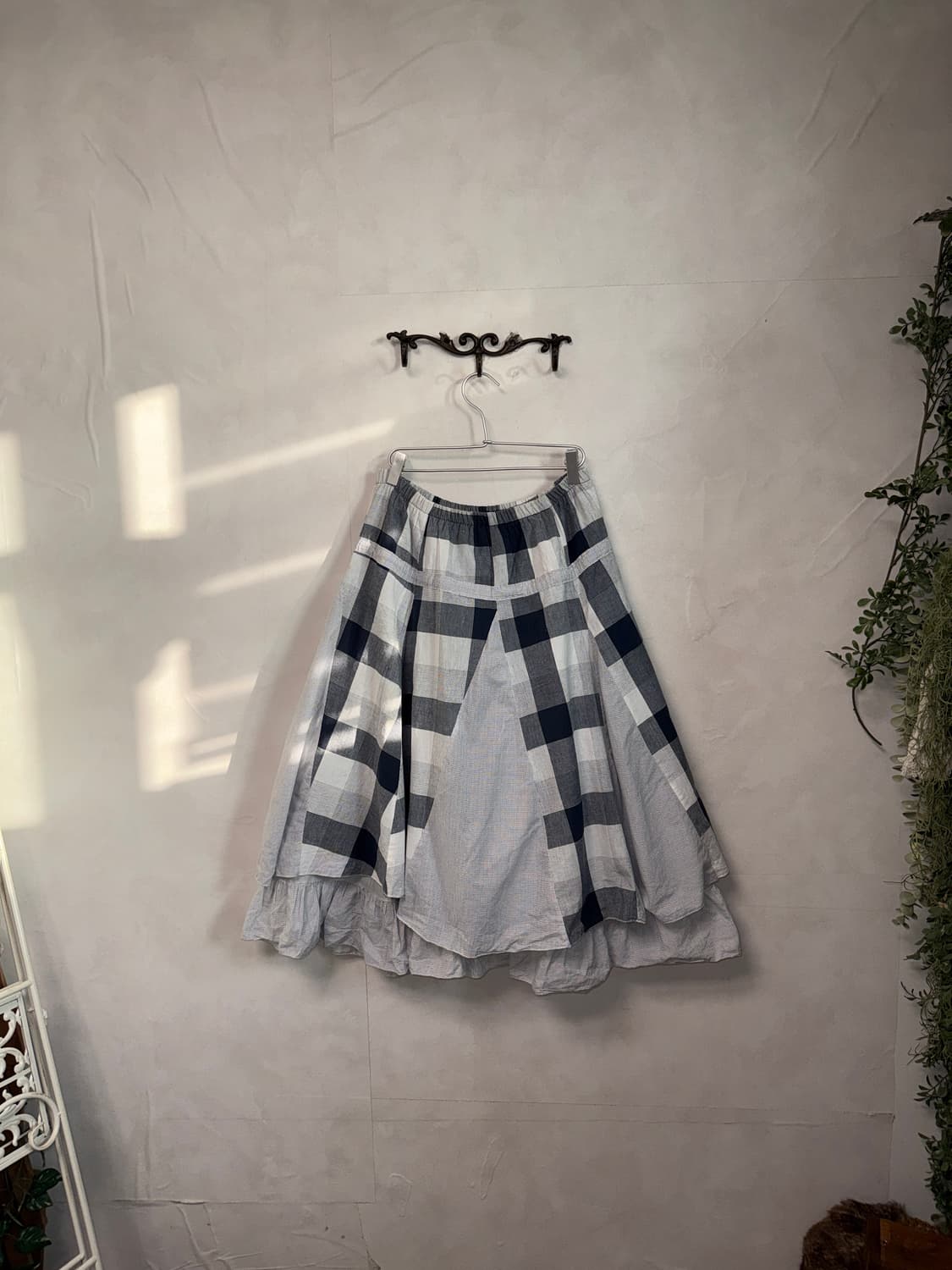 Gray check patchwork layerd skirt 상품이미지3