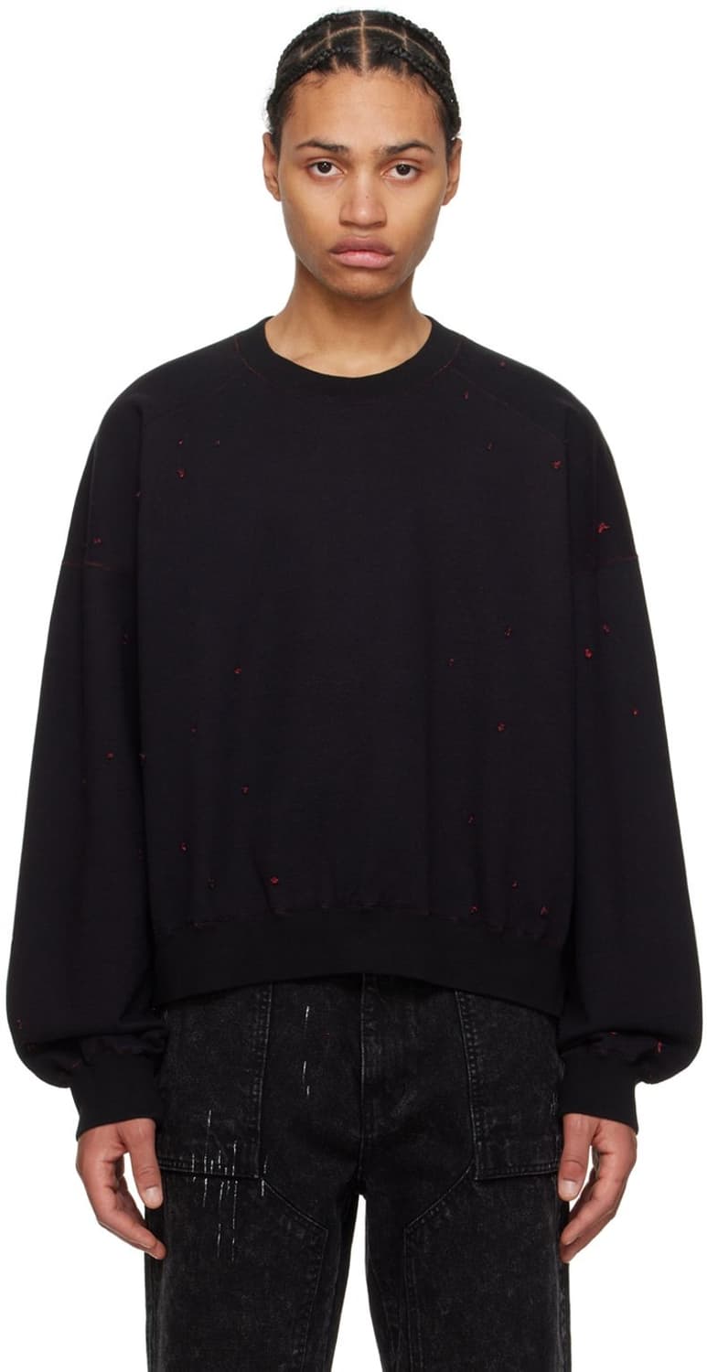 준지 디스트레스드 스웻 셔츠 블랙 상품이미지2