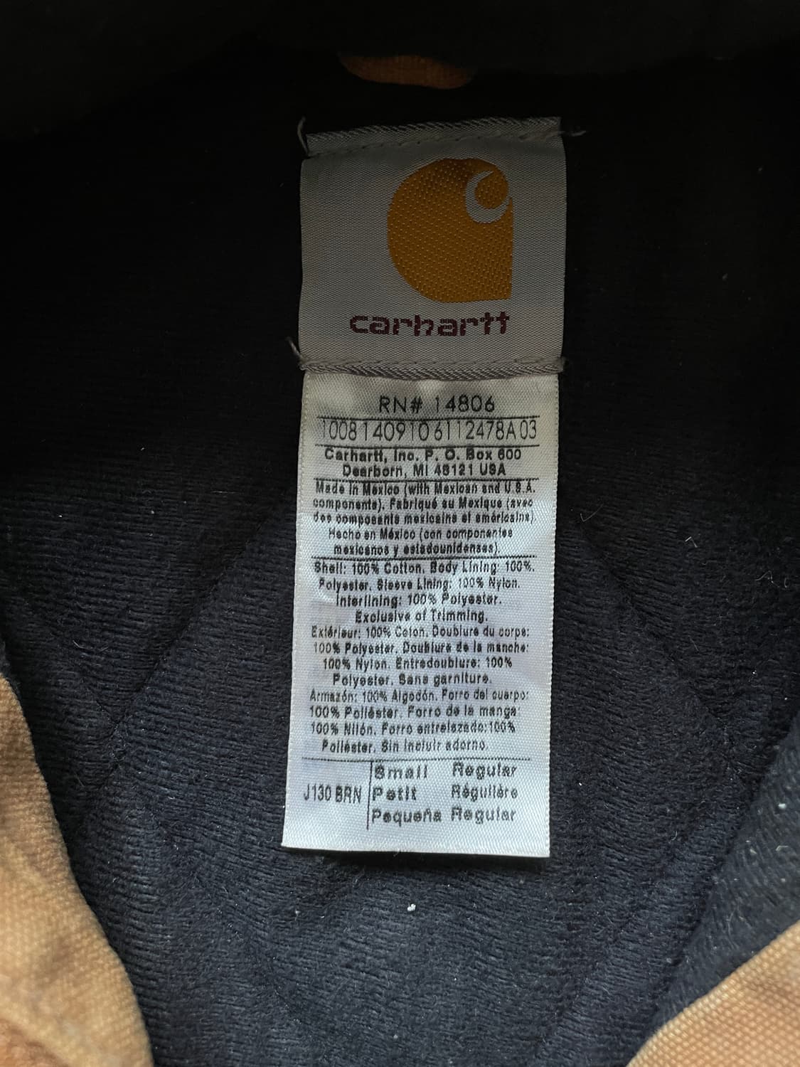 칼하트 j130 BRN 브라운 액티브 자켓 샌드스톤 상품이미지4