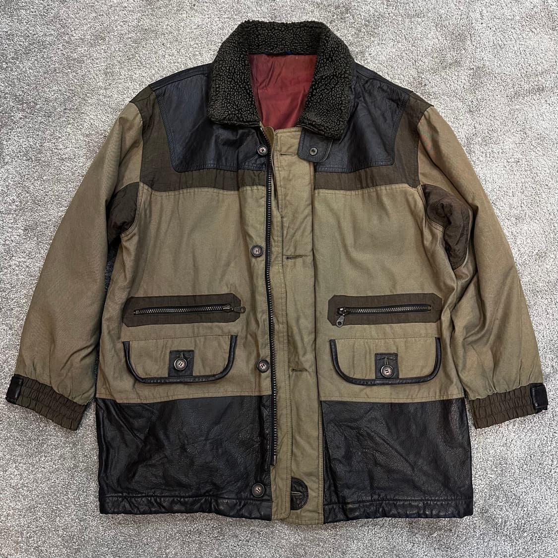 빈티지 로터리그룹 배색 카프스킨 헌팅자켓L 상품이미지1