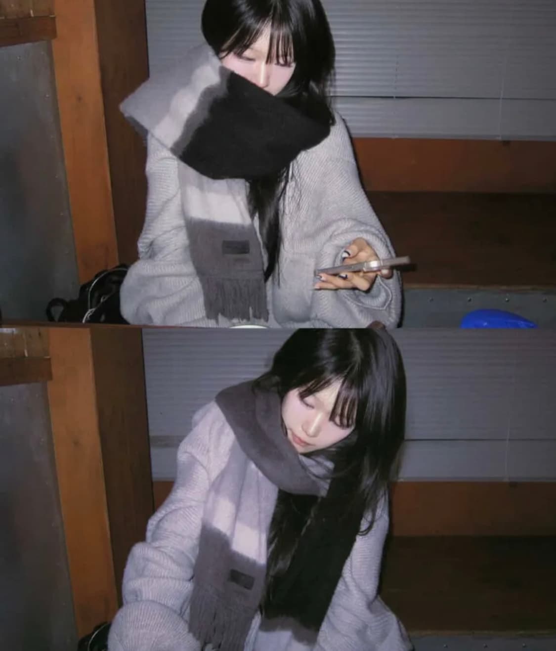 EEERRR Stripe brushed wool knit muffler  상품이미지3