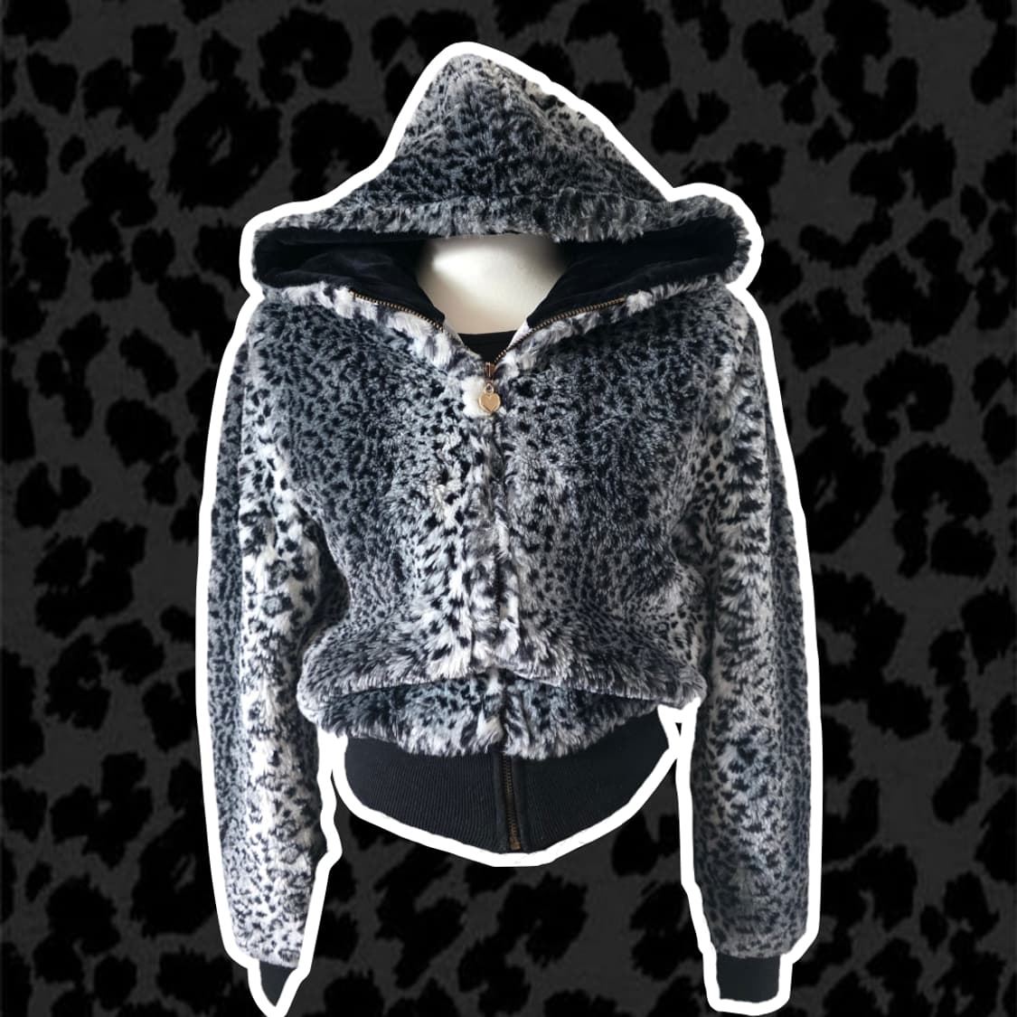 호피 크롭 퍼 자켓 상품이미지1