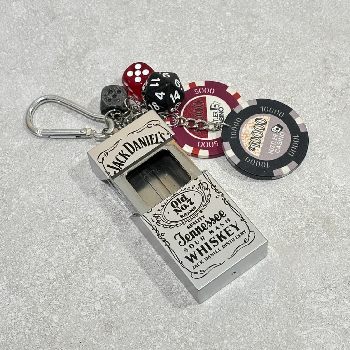 Oribell 잭다니엘 재떨이 스틸 케이스 겜블 칩 키링 열쇠고리 상품이미지2